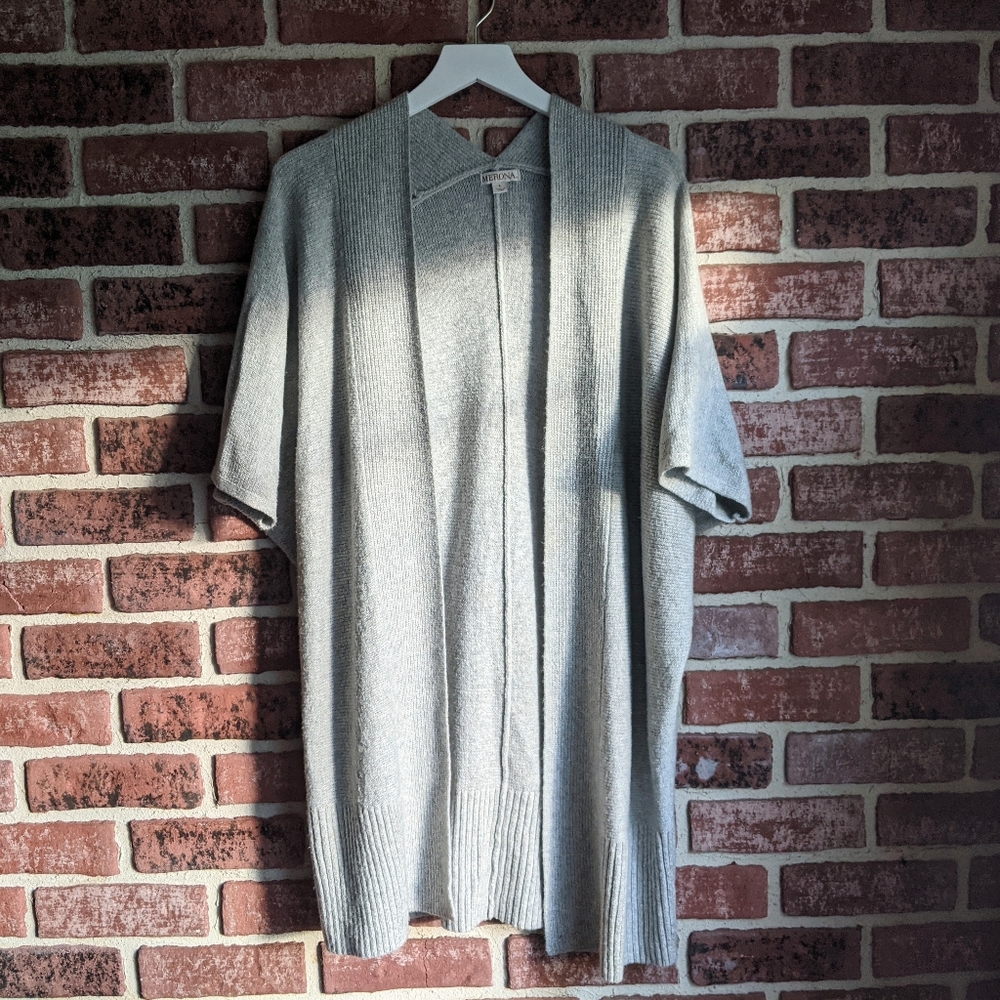 Merona Kimono Cardigan Sweater Batwing Gray Large